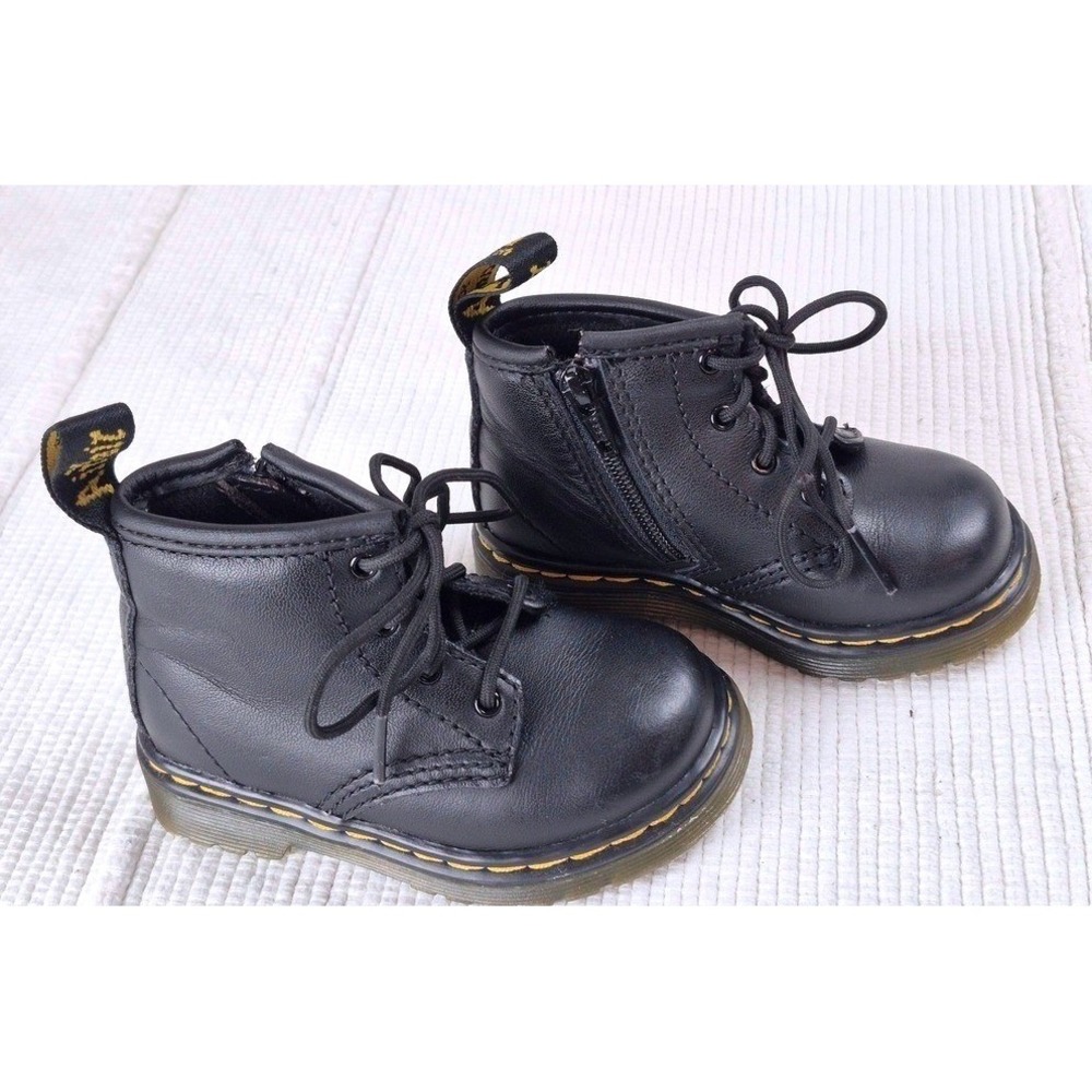 Dr Martens 1460 I Kids Boots Black Leather Lace Up Side Zip Size 5 US 4 UK 20 EU